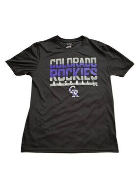 MLB Colorado Rockies Baseball Athletic Youth T-Shirt-Large-Black-GUC